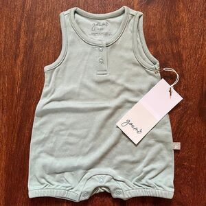 NWT Goumi Kids Sea Glass Romper SZ 0-3 mo Blue Baby One Piece Bamboo Organic Sho